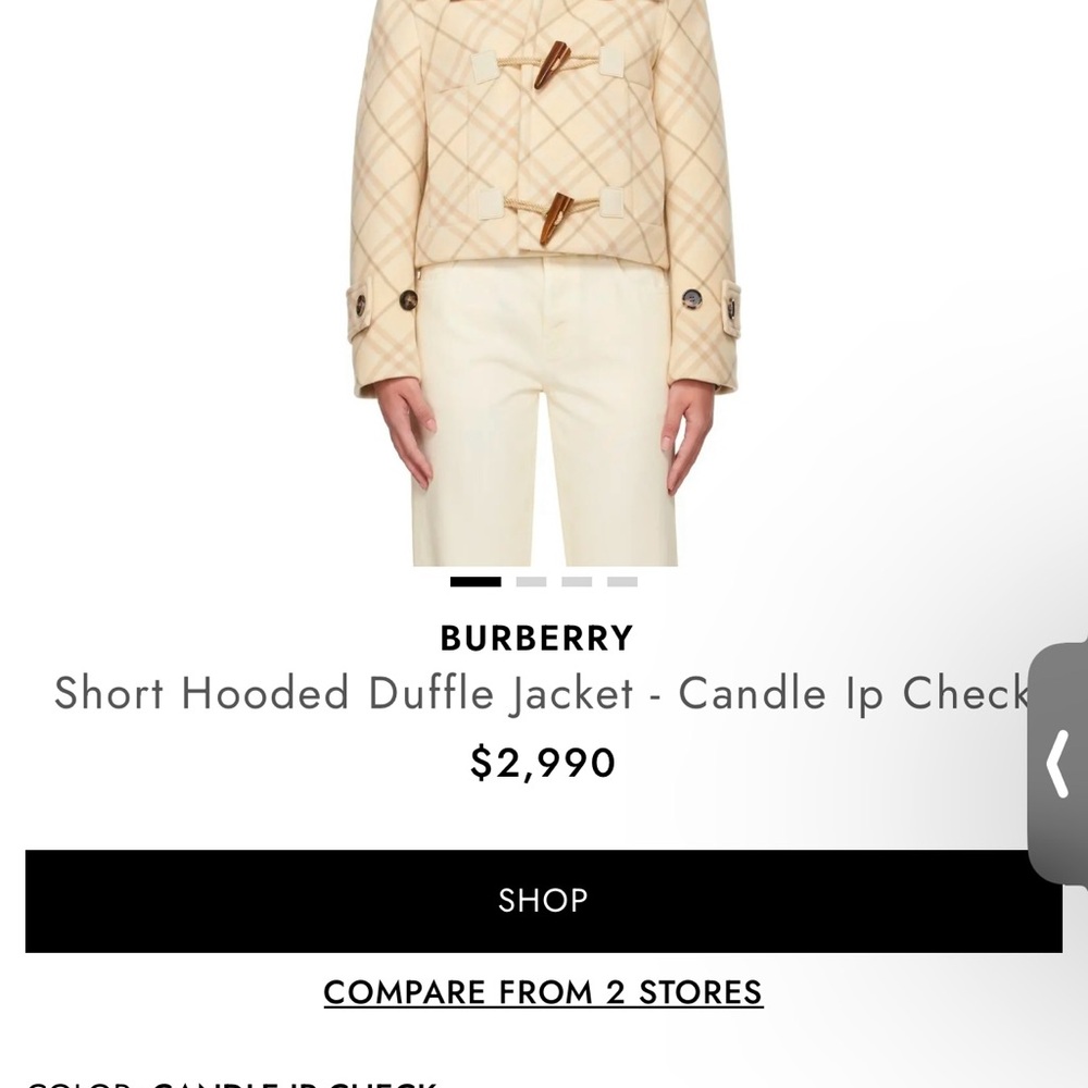 Burberry Women's Hooded Duffle Jacket - Candle Check